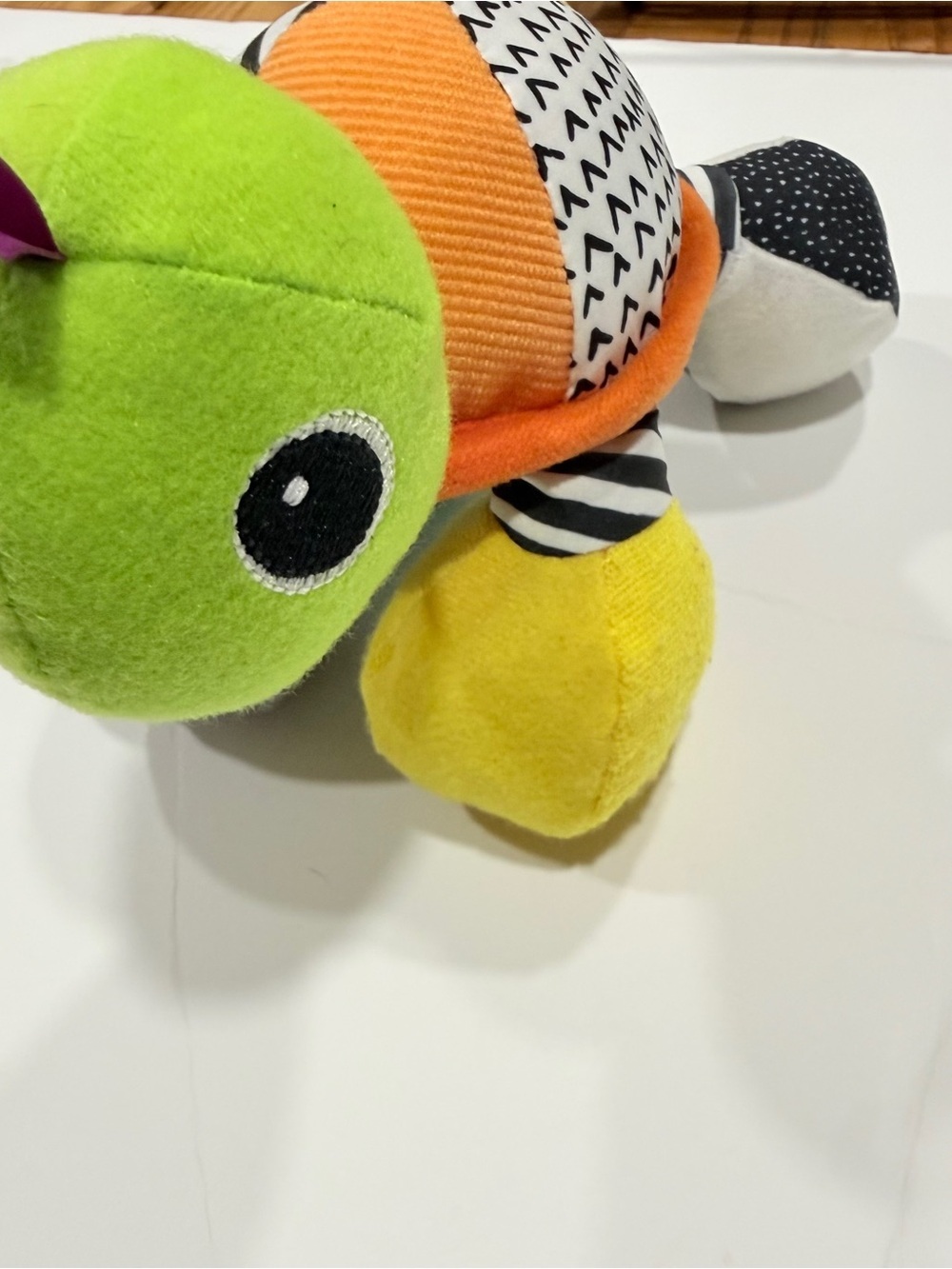 Infantino Turtle Crinkle Rattle Mirror Play Colorful Hanging Plush Baby Toy - Picture 5 of 5